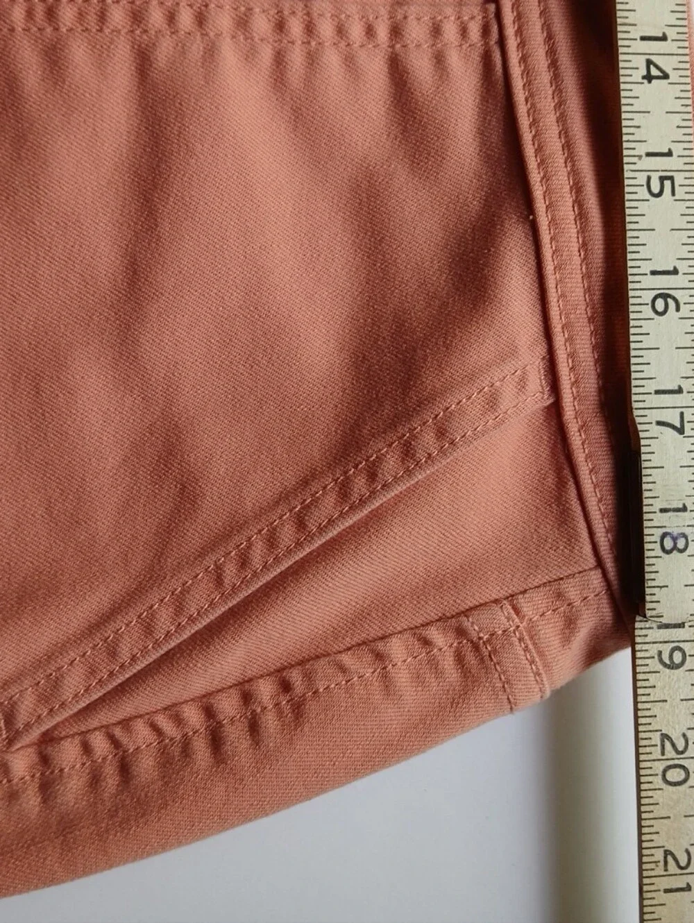 Liz Claiborne Women's Front Button Pencil Denim Skirt, Coral Haze, Size 16